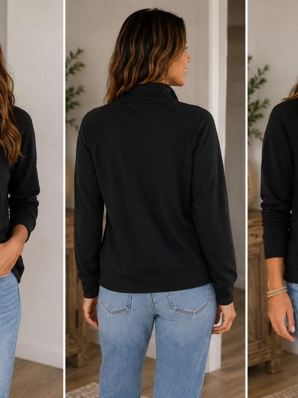 Danskin Women's Black Zip-Front Sweatshirt